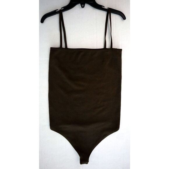 Good American GB0313 Women's Sz 1/2 Mocha Brown Skinny Strap Seamless Bodysuit - Picture 1 of 5